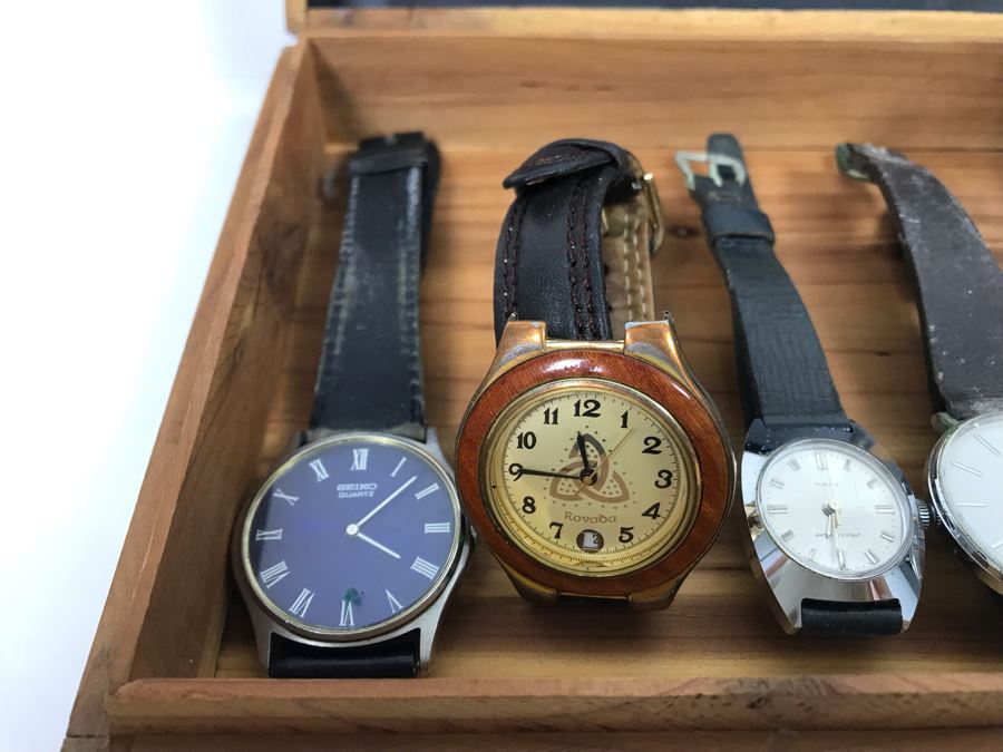 Vintage Wooden Box And Various Watches [Photo 7]
