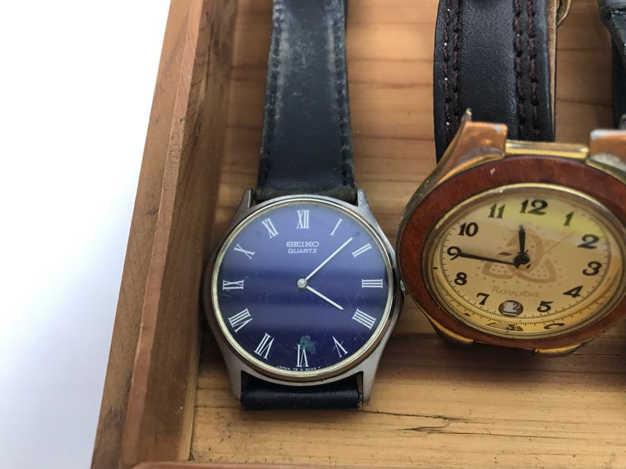 Vintage Wooden Box And Various Watches [Photo 8]