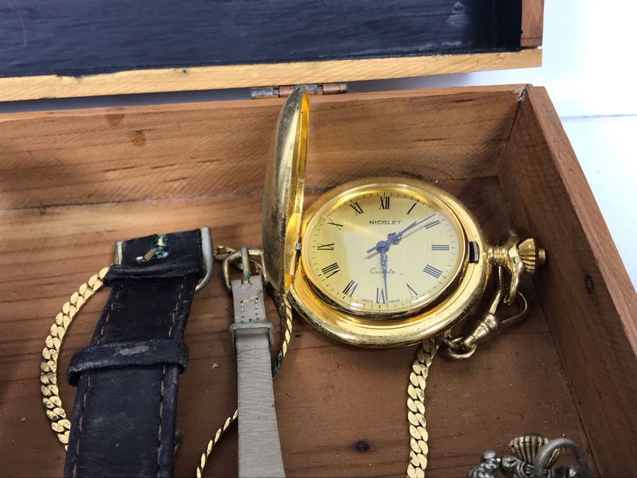 Vintage Wooden Box And Various Watches [Photo 16]