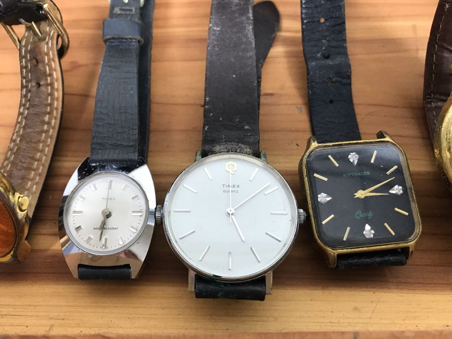 Vintage Wooden Box And Various Watches [Photo 9]