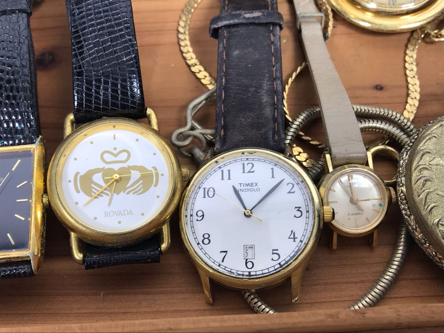 Vintage Wooden Box And Various Watches [Photo 13]