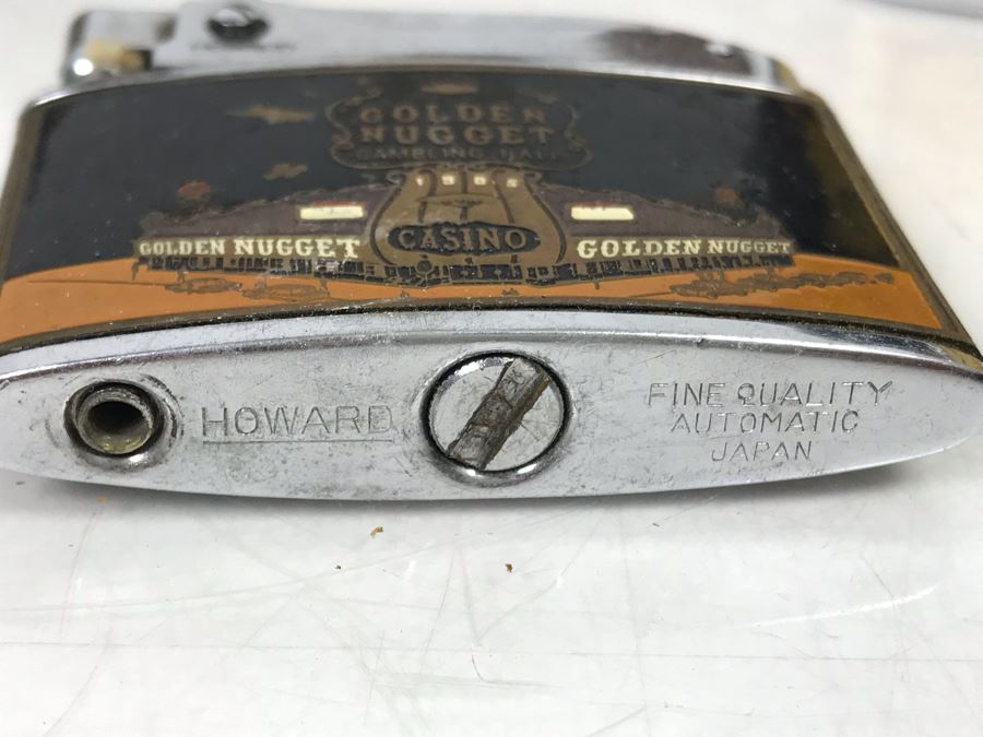 Carved Wooden Box And Vintage Collectible Advertising Lighters: Golden Nugget, Salem, Camel - See Photos [Photo 10]