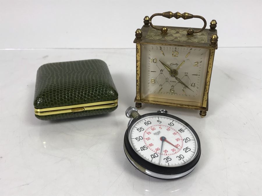 Heuer Stopwatch, Westclox Portable Alarm Clock And Bradley Portable Alarm Clock [Photo 11]