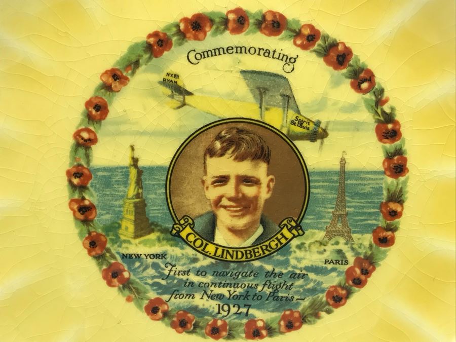 Col. Charles Lindbergh Collectible Plate Commemorating First To Navigate The Air In Continuous Flight From New York To Paris Spirit Of St. Louis 8.5' [Photo 3]