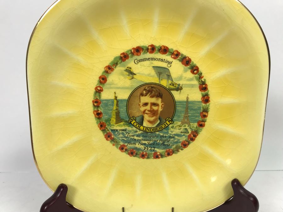 Col. Charles Lindbergh Collectible Plate Commemorating First To Navigate The Air In Continuous Flight From New York To Paris Spirit Of St. Louis 8.5' [Photo 2]