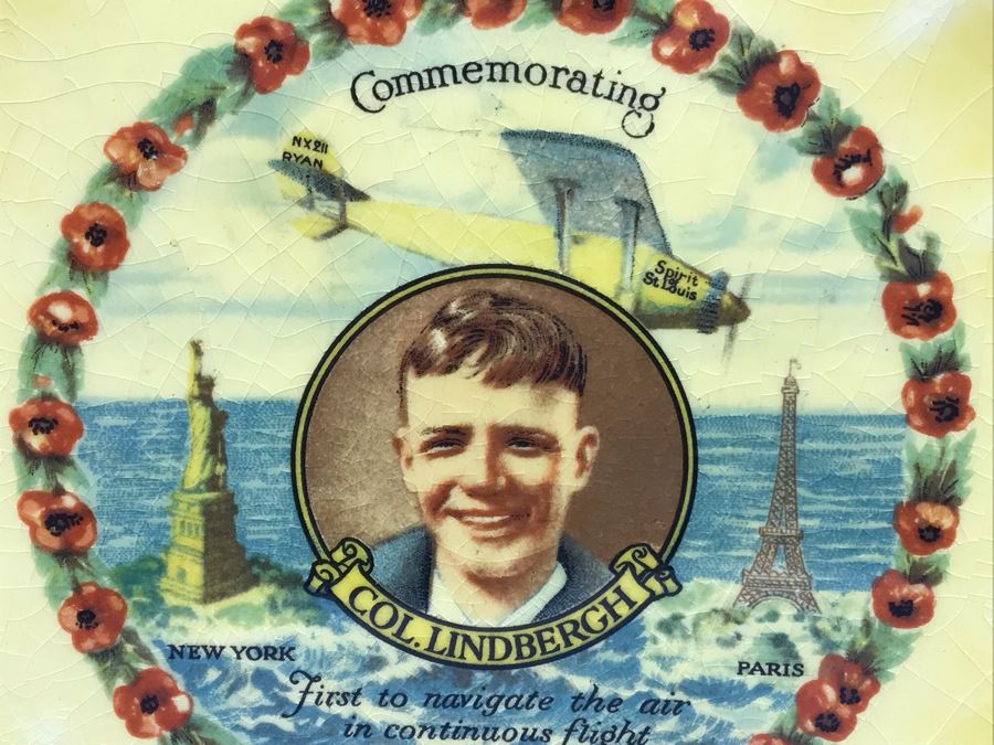 Col. Charles Lindbergh Collectible Plate Commemorating First To Navigate The Air In Continuous Flight From New York To Paris Spirit Of St. Louis 8.5' [Photo 4]