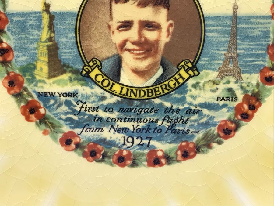 Col. Charles Lindbergh Collectible Plate Commemorating First To Navigate The Air In Continuous Flight From New York To Paris Spirit Of St. Louis 8.5' [Photo 5]