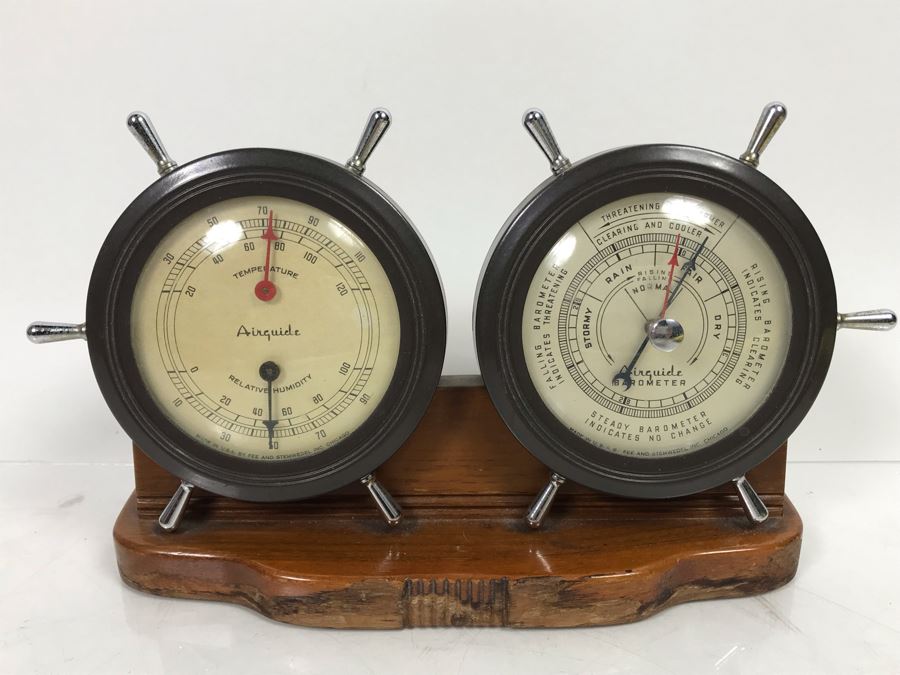 Nautical Themed Airguide Temperature Relative Humidity Gauge And Barometer Gauge By Fee And Stemwedel Inc Chicago [Photo 3]