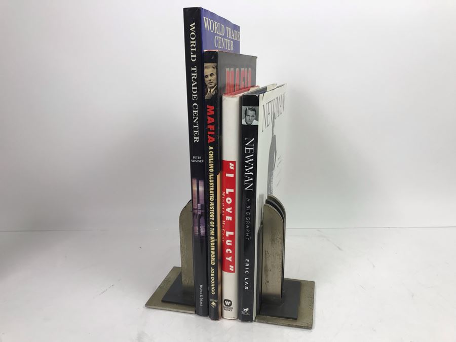 Pair Of Metal Art Deco Bookends By Chase And Book Collection - See Photos [Photo 3]