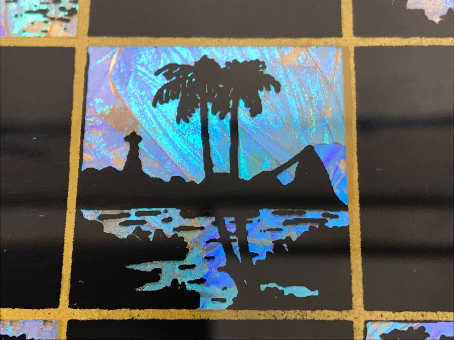 Inlaid Butterfly Glass And Wooden Chess Checker Board 16 X 16 [Photo 4]