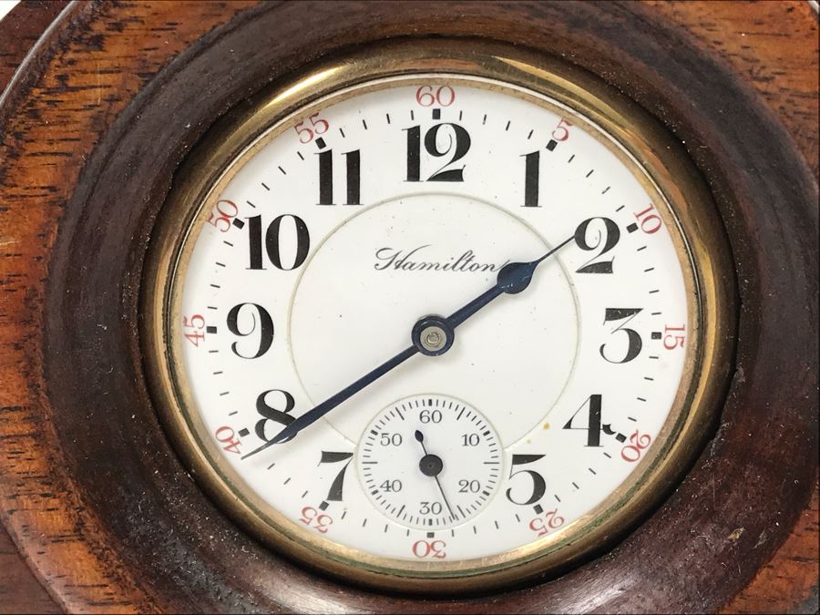 Working Hamilton Watch Co 924 Pocket Watch 17 Jewels Lancaster PA With Handmade Wooden Pocket Watch Display Case [Photo 20]