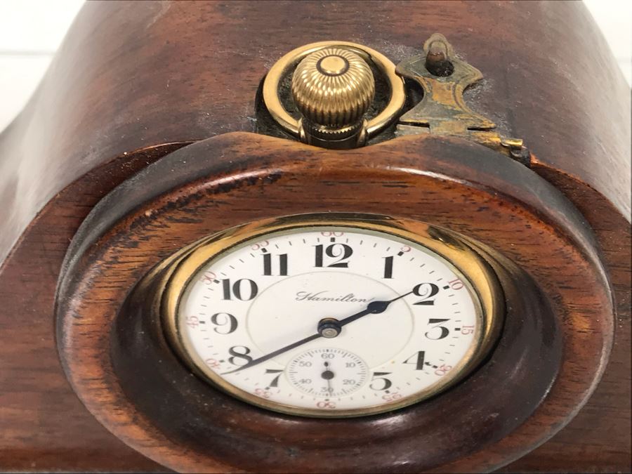 Working Hamilton Watch Co 924 Pocket Watch 17 Jewels Lancaster PA With Handmade Wooden Pocket Watch Display Case [Photo 21]