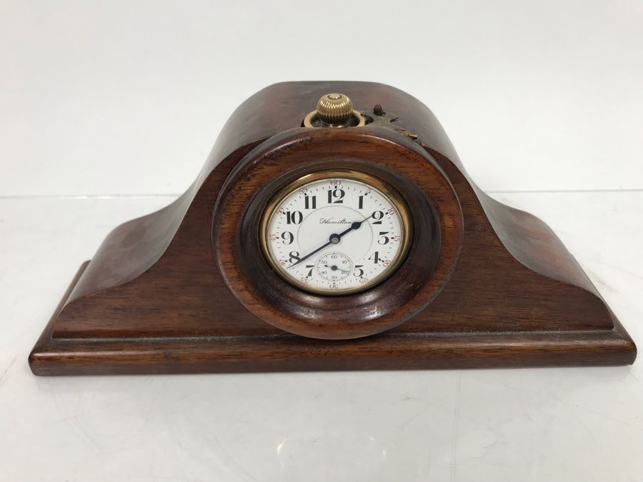 Working Hamilton Watch Co 924 Pocket Watch 17 Jewels Lancaster PA With Handmade Wooden Pocket Watch Display Case [Photo 18]