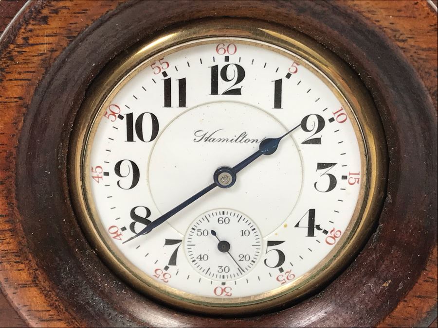 Working Hamilton Watch Co 924 Pocket Watch 17 Jewels Lancaster PA With Handmade Wooden Pocket Watch Display Case [Photo 19]