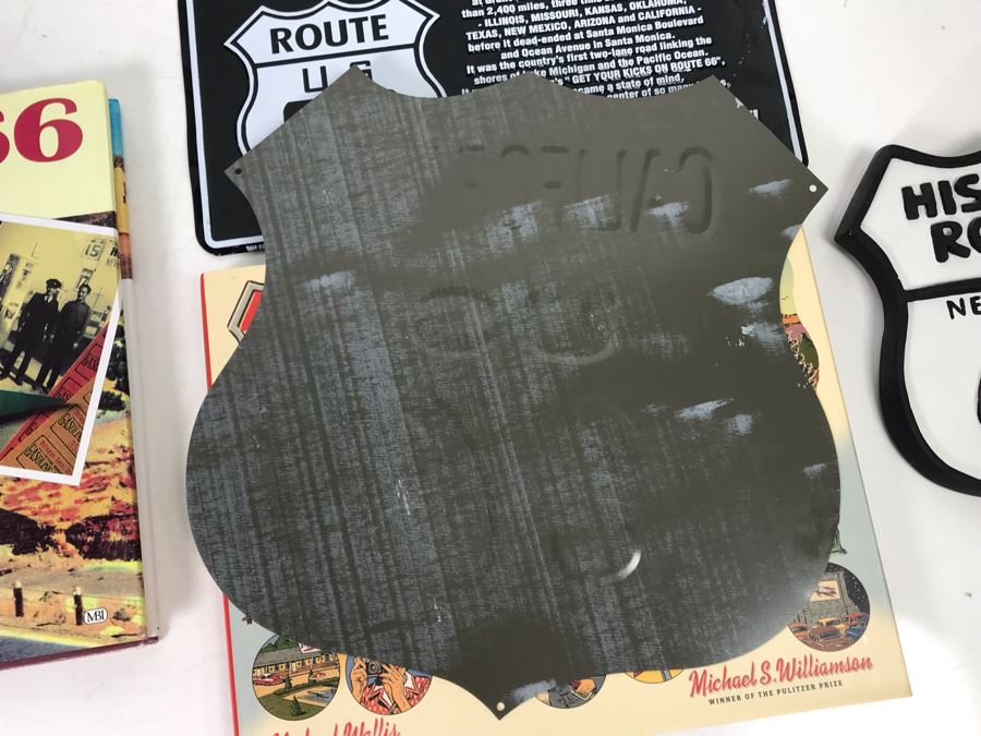 Historic Route 66 Wall Plaque, Metal Sign, License Plate, Books And DVD Collection [Photo 6]
