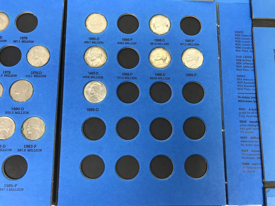 Whitman Coin Folders Of Washington Quarters, Lincoln Memorial Cents And Jefferson Nickels - See Photos For Coins [Photo 10]