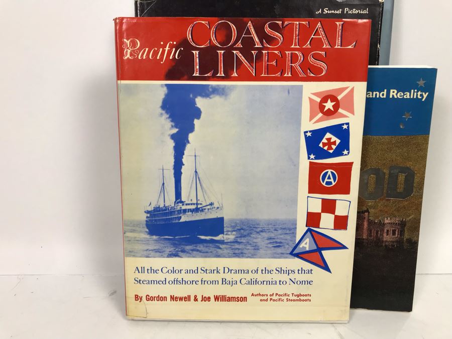 Wooden And Embossed Copper Art Deco Bookends With Book Lot: Man & Yosemite, San Diego Then And Now, Las Vegas Through The Generations, Pacific Coastal Liners, Ghost Towns Of The West And More [Photo 19]