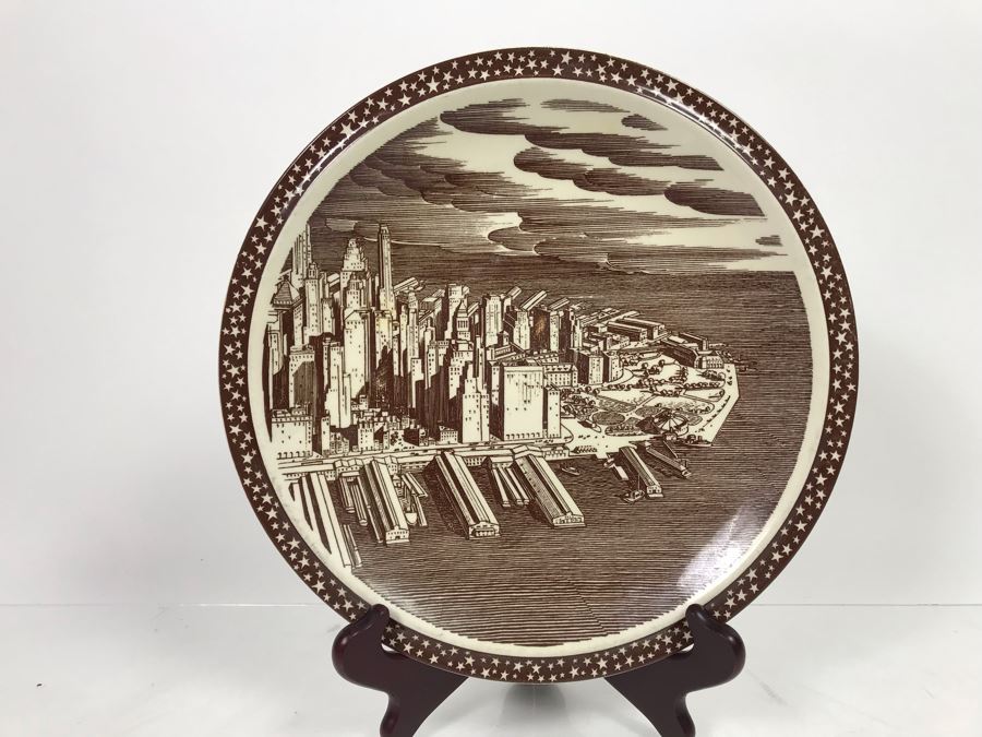 Scarce Collectible Vernon Kilns Our America Plate Rockwell Kent  6.5  'NOLA Wharfs' Steamboat Riverboat
