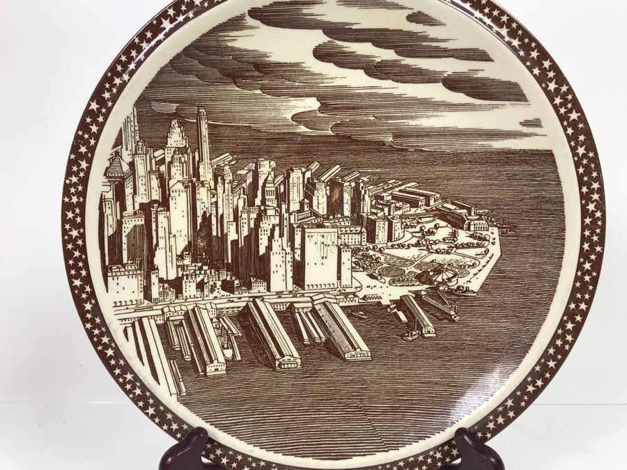 Vernon Kilns Rockwell Kent 'Our America' Manhattan New York Collector Plate 10.5' [Photo 2]