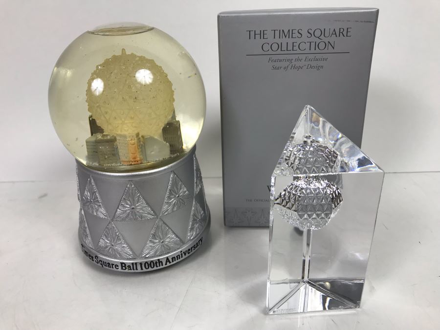 Waterford Times Square Ball 100th Anniversay Snow Globe Holiday Heirlooms Music Box And The Times Square Collection Star Of Hope Design With Box [Photo 3]
