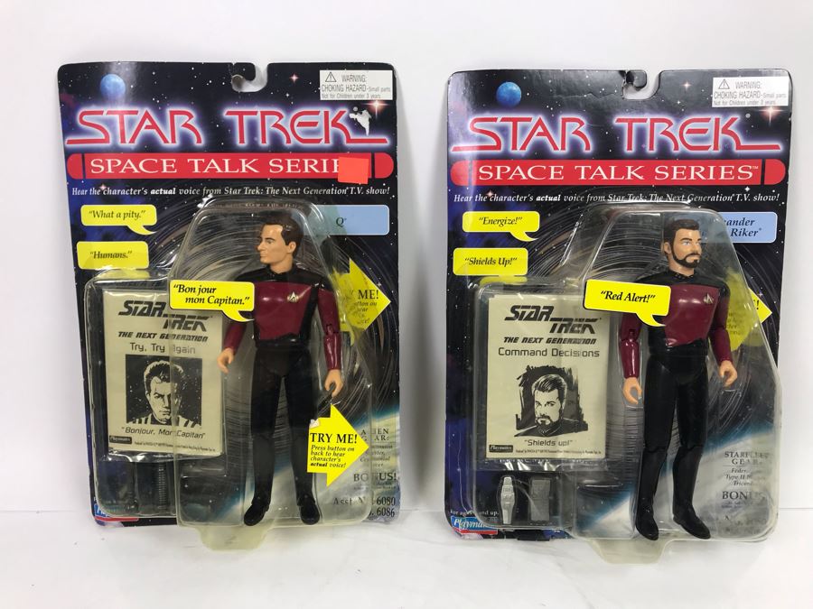 (2) Star Trek Space Talk Series Action Figures On Cards