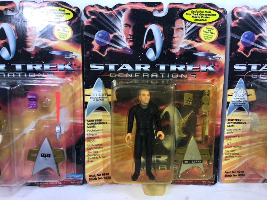 (4) Star Trek Generations Action Figures On Cards