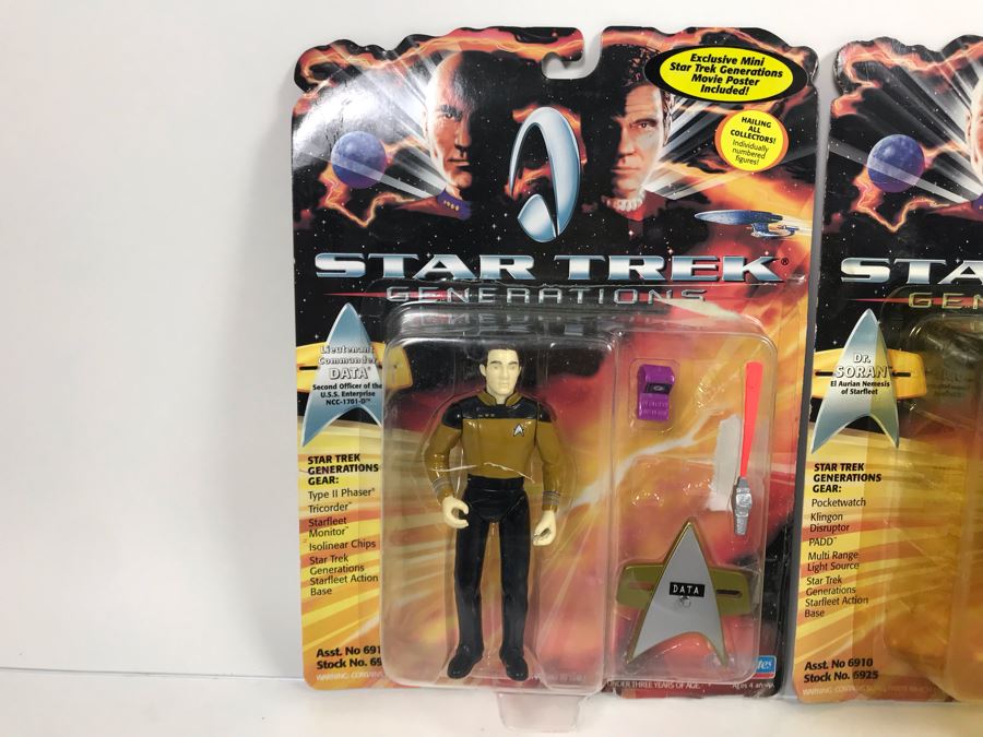 (4) Star Trek Generations Action Figures On Cards [Photo 2]