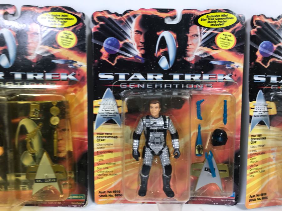 (4) Star Trek Generations Action Figures On Cards [Photo 4]
