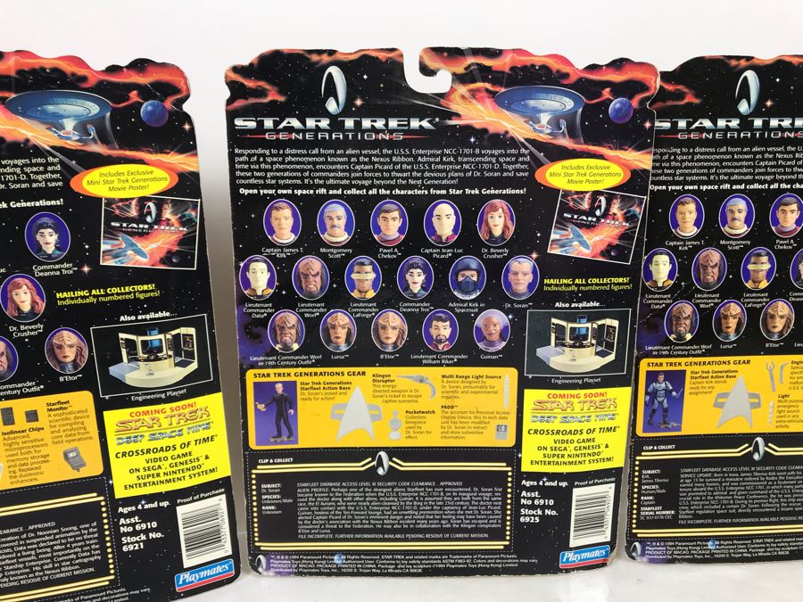 (4) Star Trek Generations Action Figures On Cards [Photo 7]