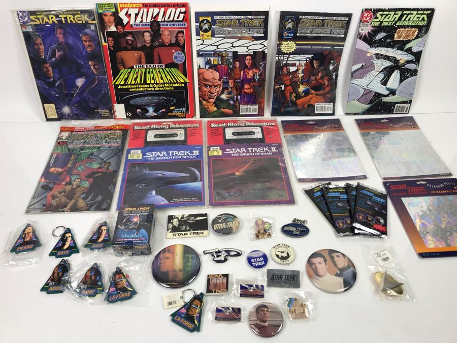 Star Trek Collectibles: Pins, Buttons, Keychains, Comic Books, Sealed Star Trek Trading Cards - See Photos [Photo 2]