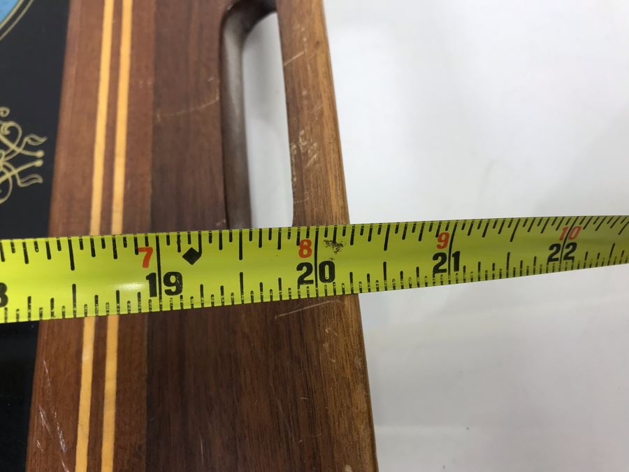 Stunning Rio De Janeiro Inlaid Buttery Glass And Wooden Handled Tray 20' X 13' [Photo 7]