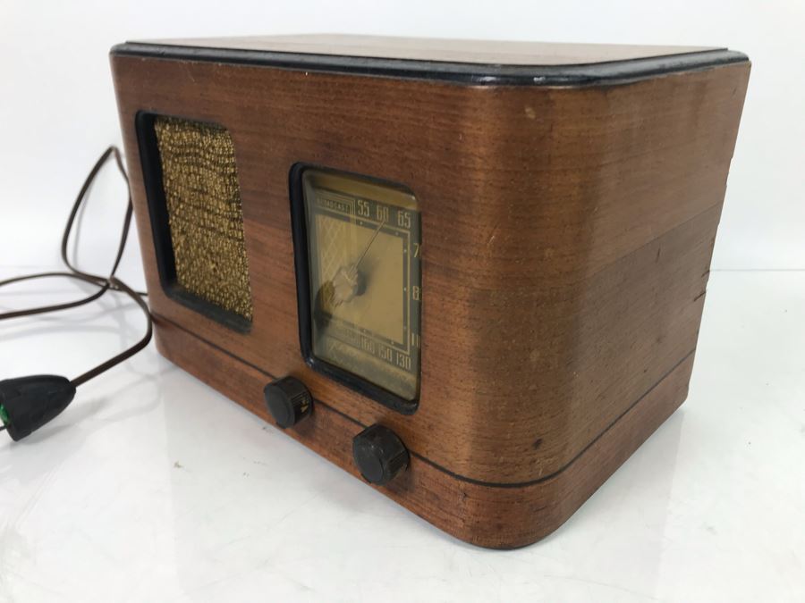 Vintage General Electric Art Deco Wooden Case Tube Radio Untested 11.5' X 7' [Photo 6]
