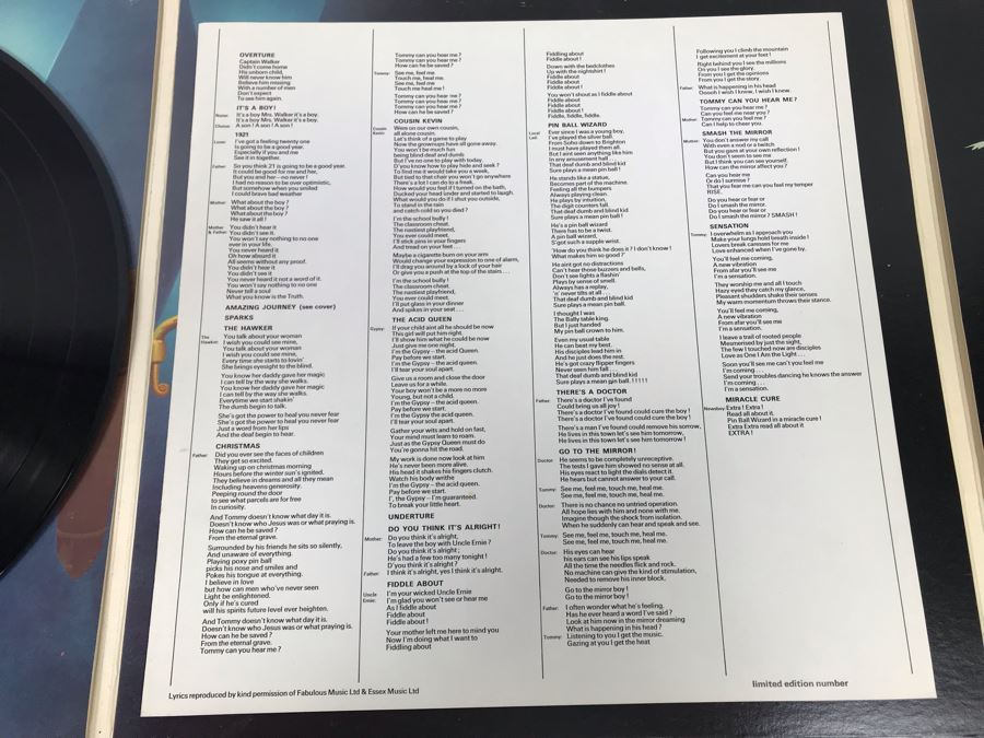 The Who TOMMY Vinyl Record With Insert [Photo 6]