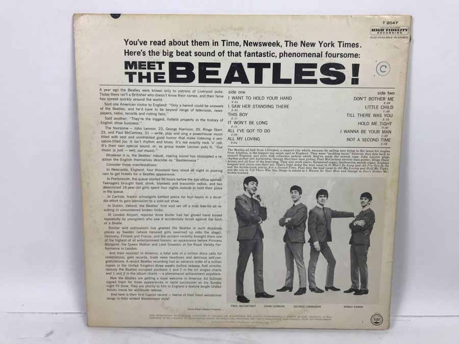 Meet The Beatles! The First Album Capitol Vinyl Record