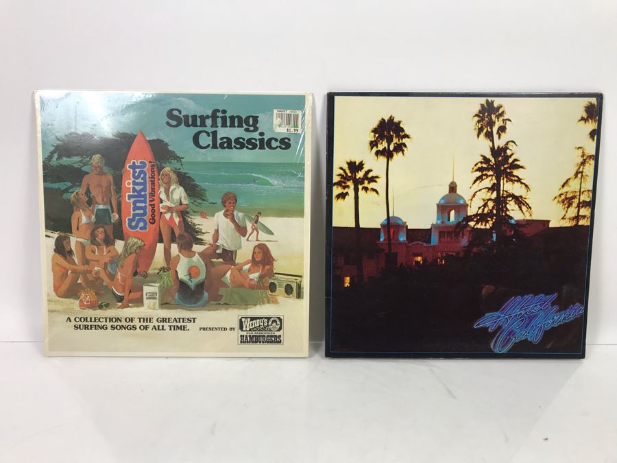 Eagles Hotel California (With Poster) And Surfing Classics Vinyl Records [Photo 1]