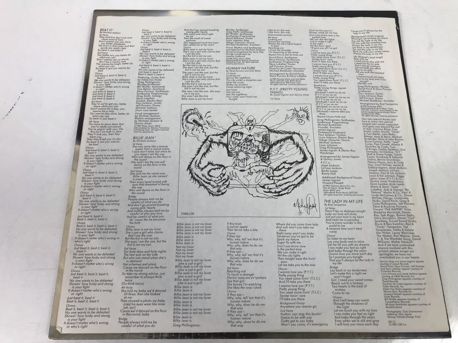 Michael Jackson Thriller Vinyl Record With Original Inner Sleeve Michael Jackson Artwork [Photo 6]