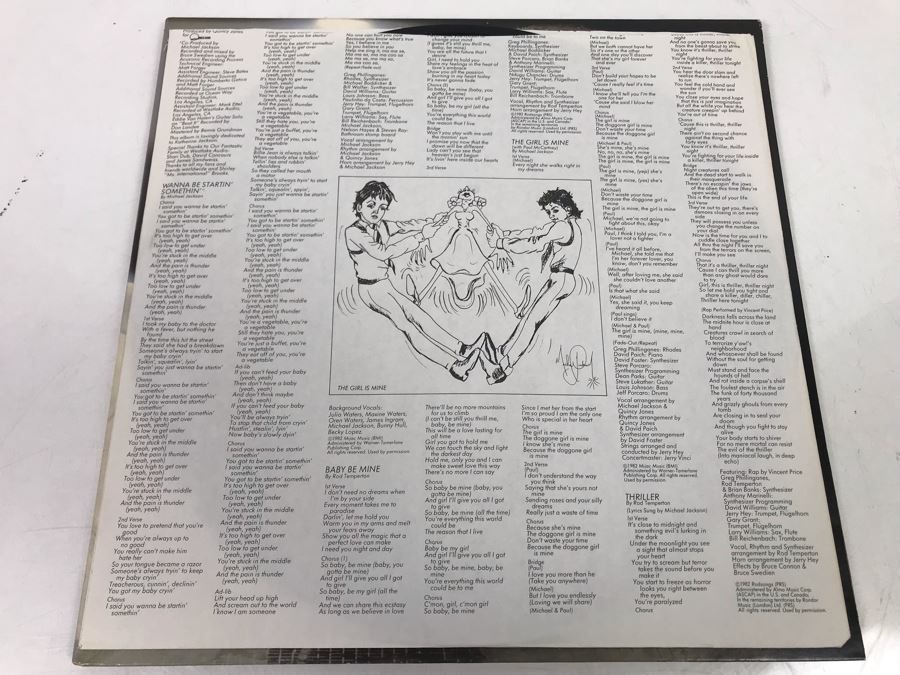 Michael Jackson Thriller Vinyl Record With Original Inner Sleeve Michael Jackson Artwork [Photo 4]