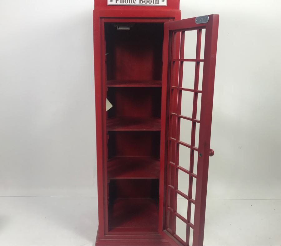 Wooden English Irish Phone Booth Curio Cabinet Shelving 8.5'W X 8.5'D X 28'H [Photo 4]