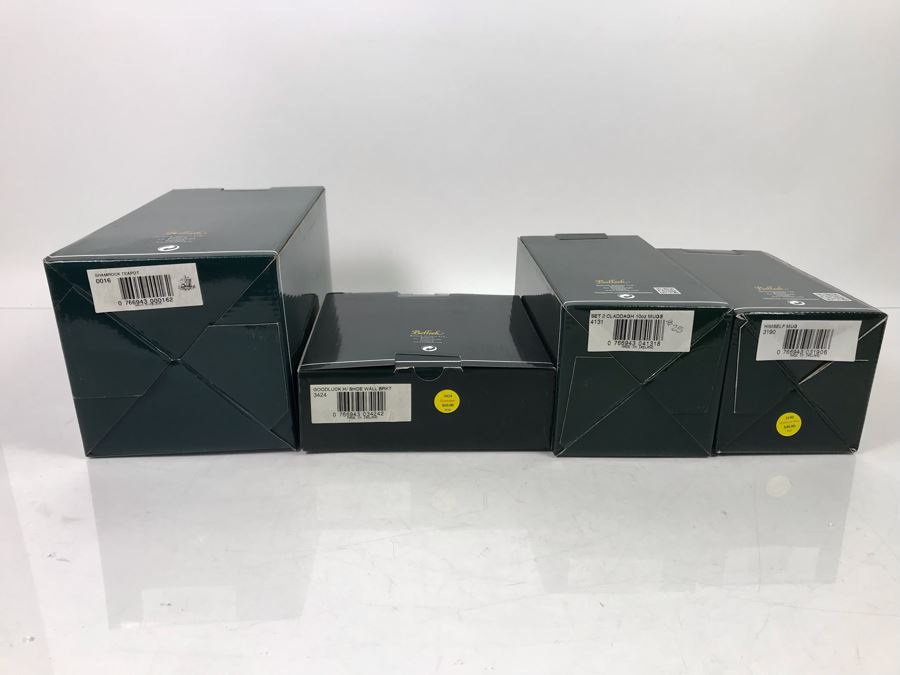 New Beleek Fine Parian China Lot With Harp Teapot, Good Luck Horseshoe, Claddagh 2 Piece Mug Set And Mug Retails $275 [Photo 13]