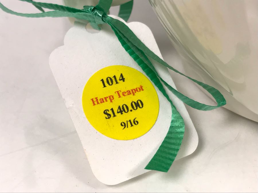 New Beleek Fine Parian China Lot With Harp Teapot, Good Luck Horseshoe, Claddagh 2 Piece Mug Set And Mug Retails $275 [Photo 4]