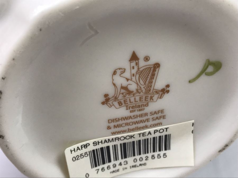 New Beleek Fine Parian China Lot With Harp Teapot, Good Luck Horseshoe, Claddagh 2 Piece Mug Set And Mug Retails $275 [Photo 5]