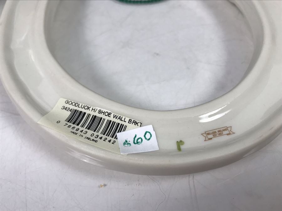 New Beleek Fine Parian China Lot With Harp Teapot, Good Luck Horseshoe, Claddagh 2 Piece Mug Set And Mug Retails $275 [Photo 7]