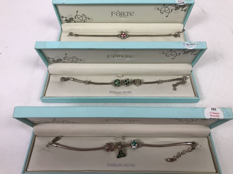 (3) Sterling Silver Failte Solvar Ireland Charm Bracelets Retails $537 [Photo 5]