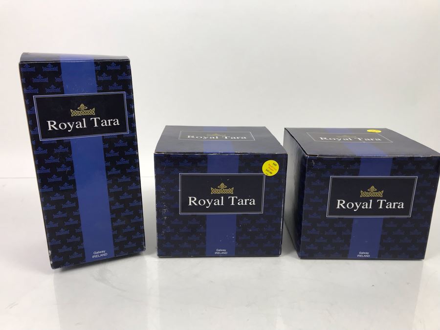 (3) New Royal Tara Fine Bone China Ireland Pieces (2) Planters And (1) Irish Harp - Trellis Shamrock Retails $137 [Photo 8]