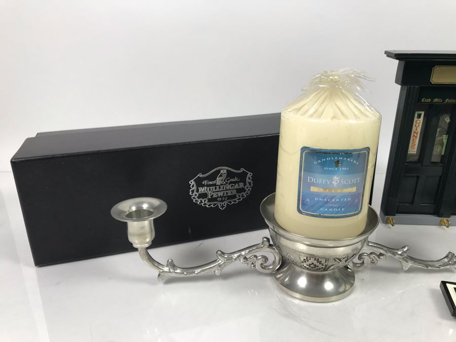 New Belleek Fine Parian China Sugar & Creamer, Irish Pub Key Rack, New Mullingar Pewter Candleholder Centerpiece And Ireland Sign Plaque [Photo 6]