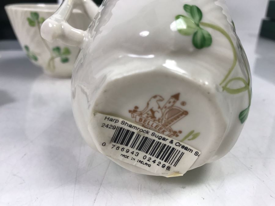 New Belleek Fine Parian China Sugar & Creamer, Irish Pub Key Rack, New Mullingar Pewter Candleholder Centerpiece And Ireland Sign Plaque [Photo 10]