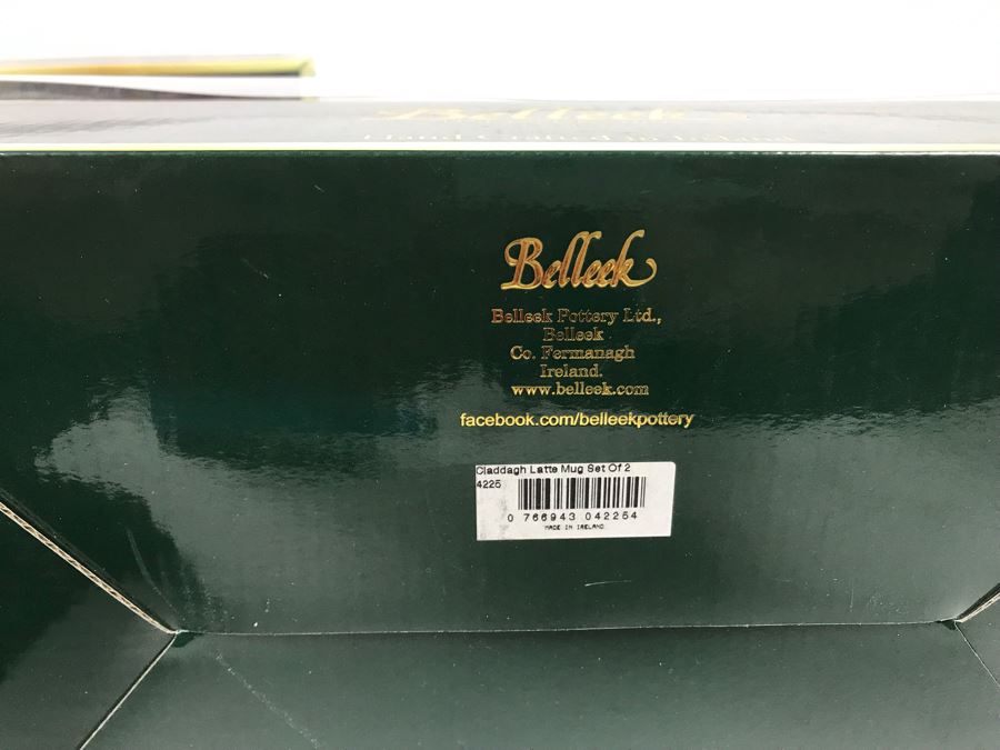 New Belleek Fine Parian China Irish  (2) Latte Sets, Shamrock Bread Plate And Harp Marriage Blessing Plate Retails $280 [Photo 17]