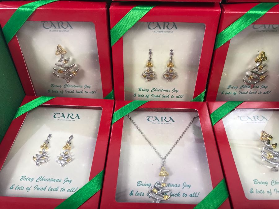 New Irish Tara Crafted By Solvar Christmas Themed Jewelry Necklaces, Brooches, Earrings With Retail Display Retails $239 [Photo 8]
