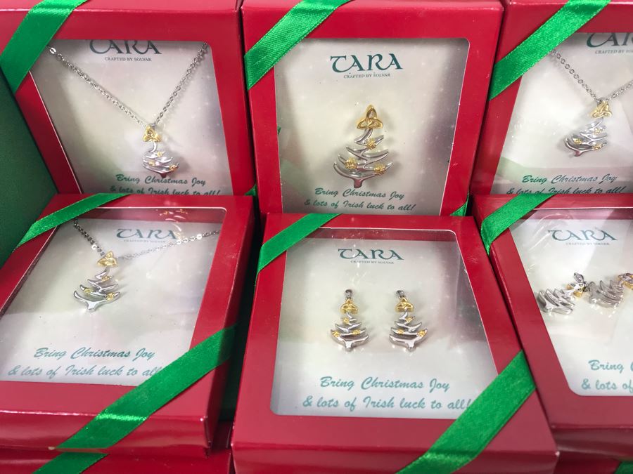 New Irish Tara Crafted By Solvar Christmas Themed Jewelry Necklaces, Brooches, Earrings With Retail Display Retails $239 [Photo 5]