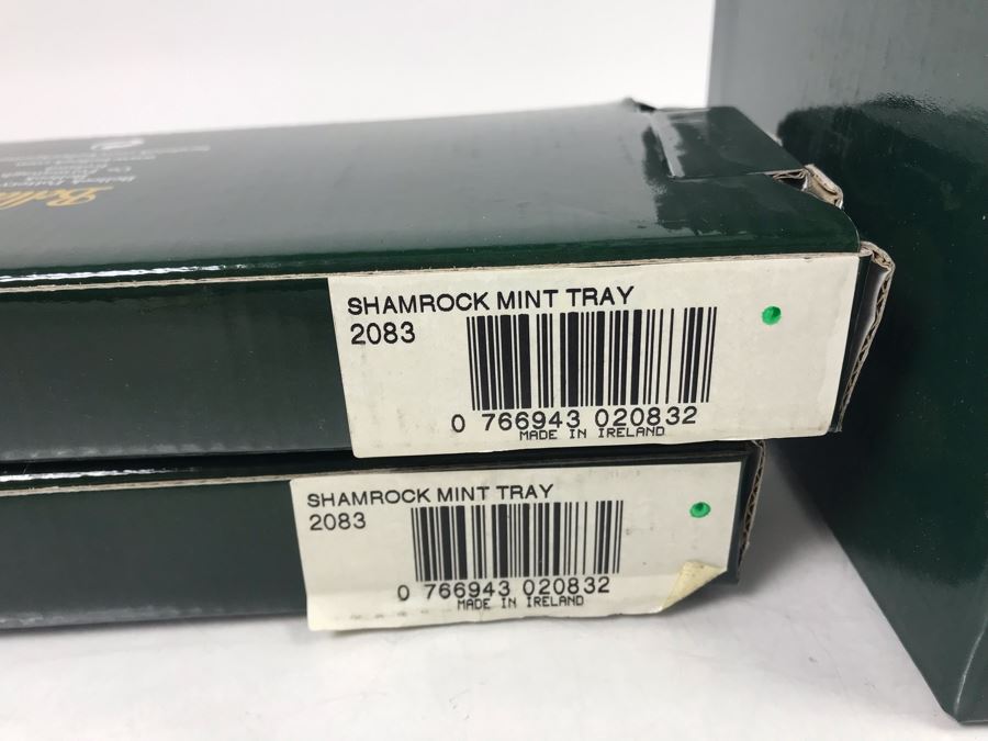 New Belleek Fine Parian China: (2) Shamrock Mint Trays, (1) Shamrock Cup And Saucer Set And (2) Sets Of (2) 10oz Claddagh Mugs Retails $220 [Photo 17]